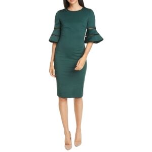 Ted Baker green Filnio bell sleeve body con dress 12